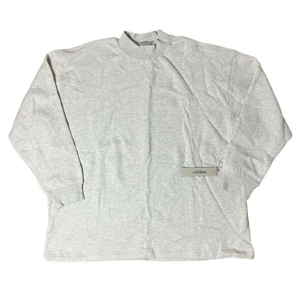 Fear of God Essentials Sweatshirt Mens XL Grey Oatmeal Mockneck Back Logo Baggy - Picture 2 of 11